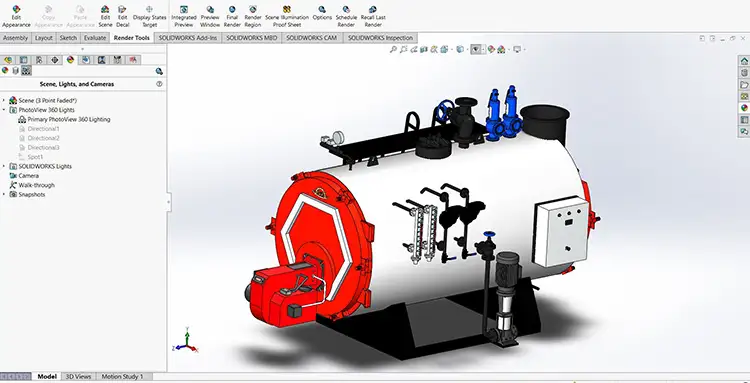 طراحی دیگ بخار با استفاده از سالید ورک